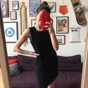 boohoo | black knit pom pom dress